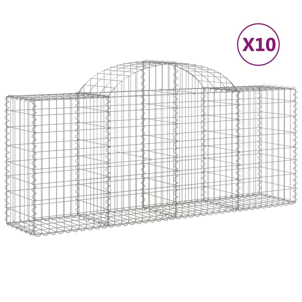 Coșuri gabion arcuite 10 buc, 200x50x80/100 cm, fier galvanizat GartenMobel Dekor