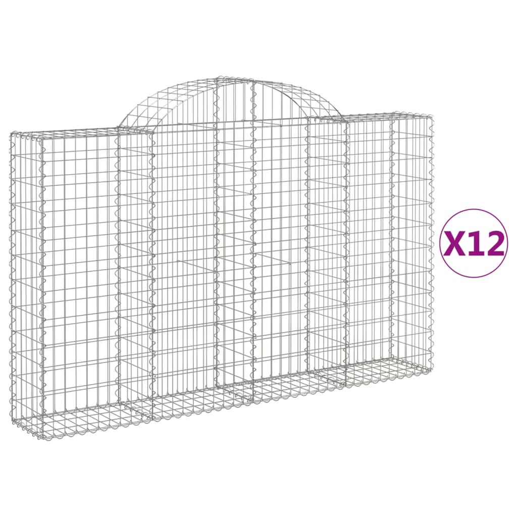 Coșuri gabion arcuite 12 buc, 200x30x120/140cm, fier galvanizat GartenMobel Dekor