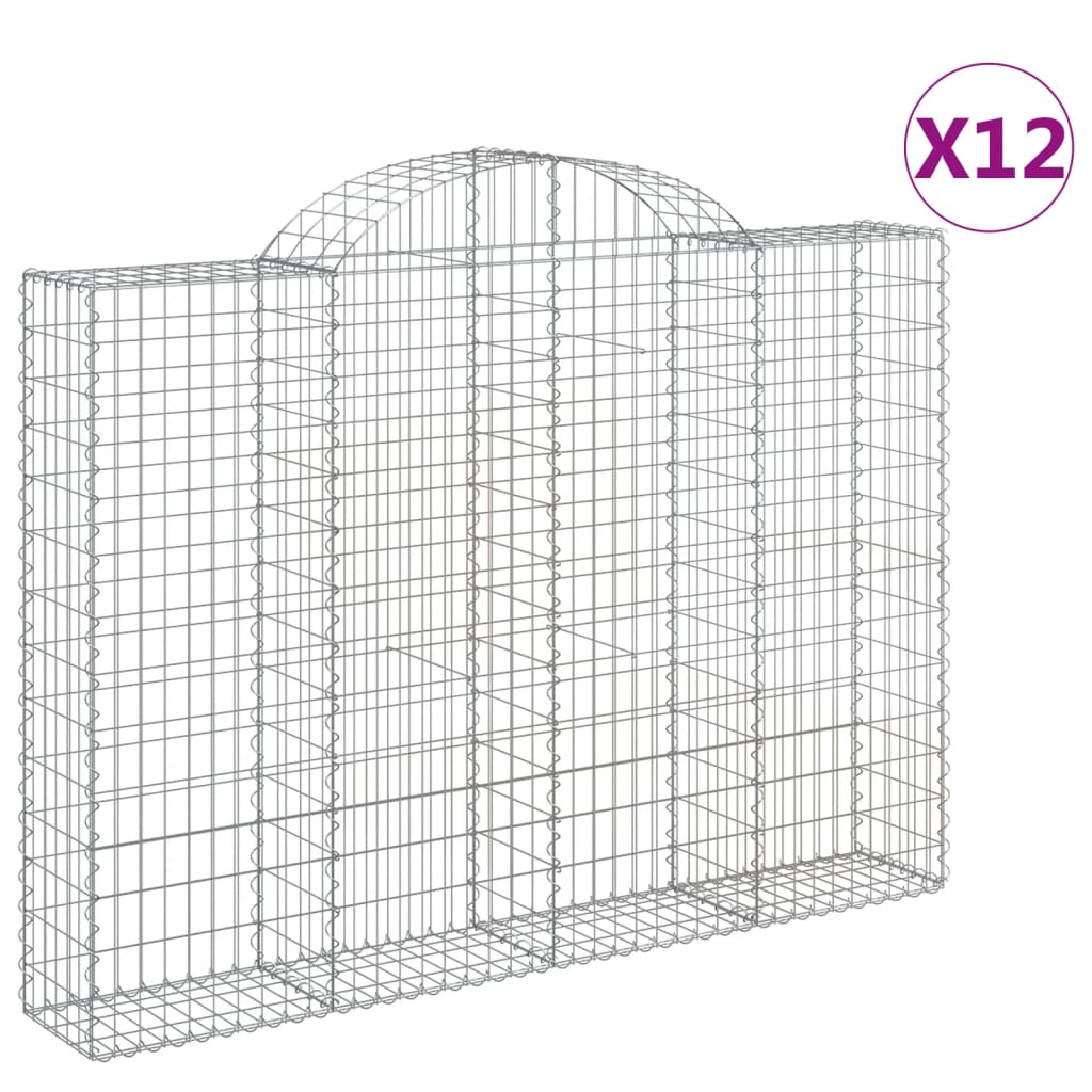 Coșuri gabion arcuite 12 buc, 200x30x140/160cm, fier galvanizat GartenMobel Dekor