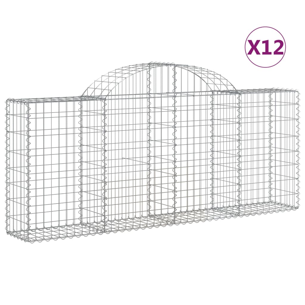 Coșuri gabion arcuite 12 buc, 200x30x80/100cm, fier galvanizat GartenMobel Dekor