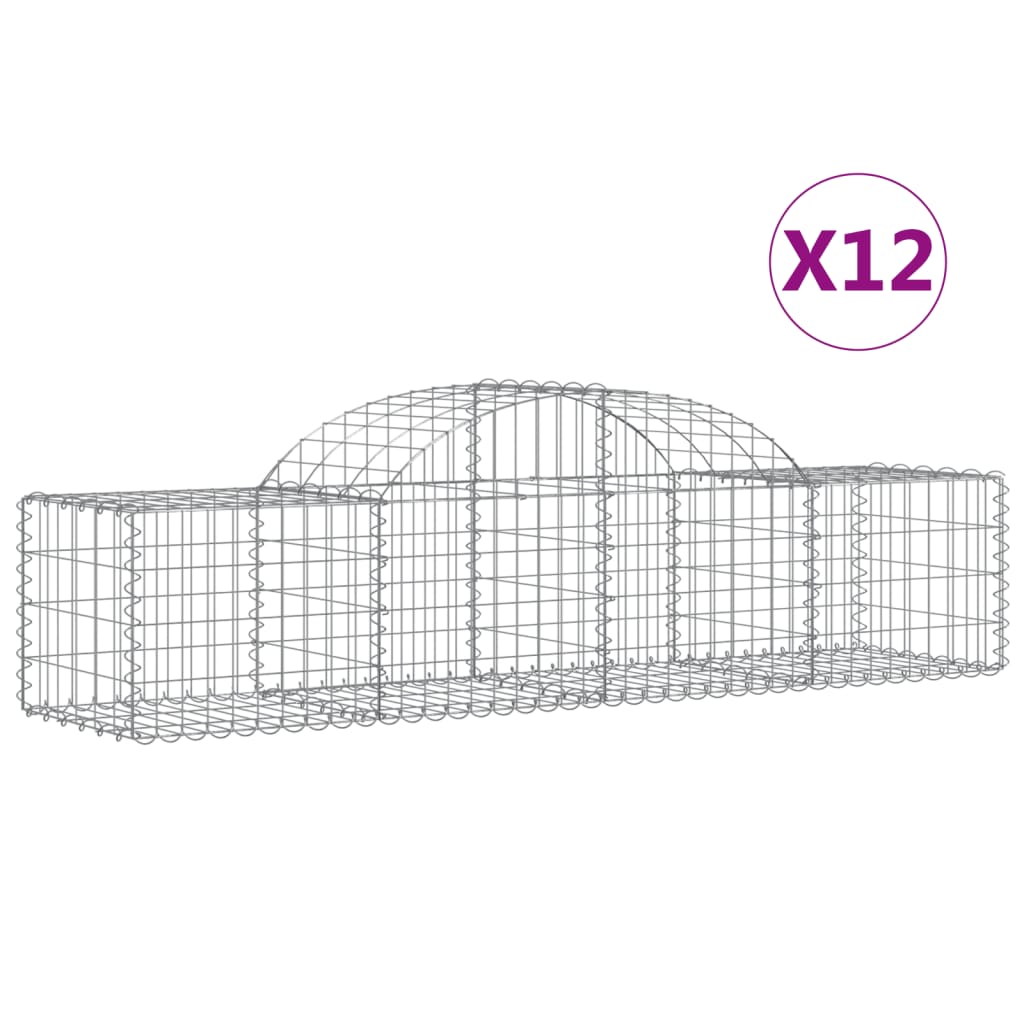 Coșuri gabion arcuite 12 buc, 200x50x40/60 cm, fier galvanizat GartenMobel Dekor