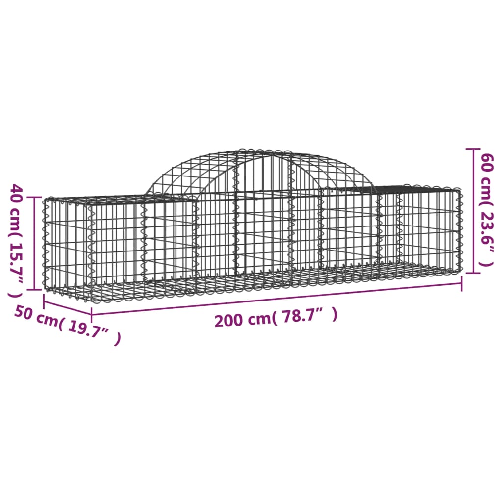 Coșuri gabion arcuite 12 buc, 200x50x40/60 cm, fier galvanizat GartenMobel Dekor