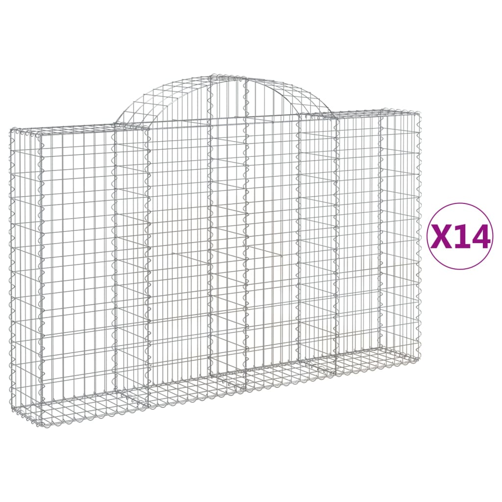 Coșuri gabion arcuite 14 buc, 200x30x120/140cm, fier galvanizat GartenMobel Dekor