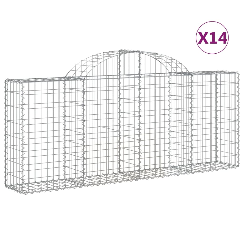 Coșuri gabion arcuite 14 buc, 200x30x80/100cm, fier galvanizat GartenMobel Dekor