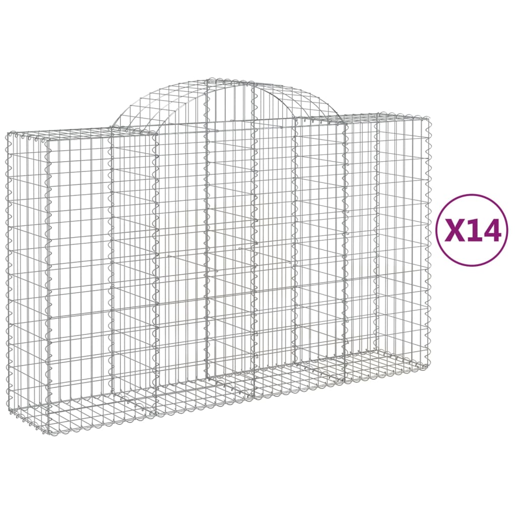 Coșuri gabion arcuite 14 buc, 200x50x120/140 cm,fier galvanizat GartenMobel Dekor