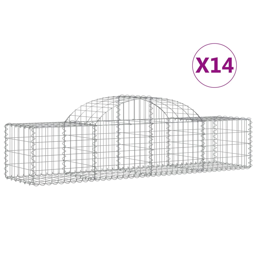 Coșuri gabion arcuite 14 buc, 200x50x40/60 cm, fier galvanizat GartenMobel Dekor