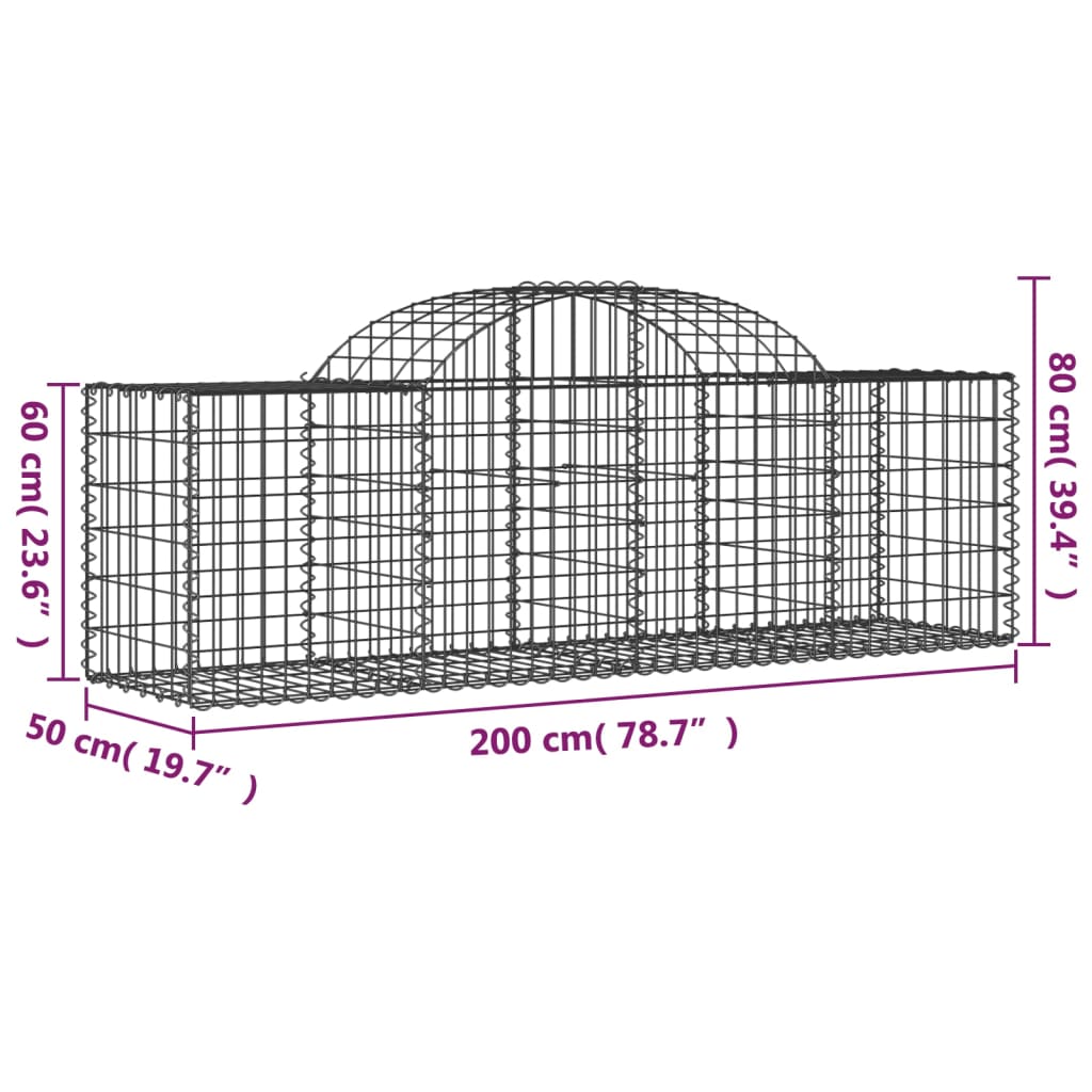 Coșuri gabion arcuite 14 buc, 200x50x60/80 cm, fier galvanizat GartenMobel Dekor