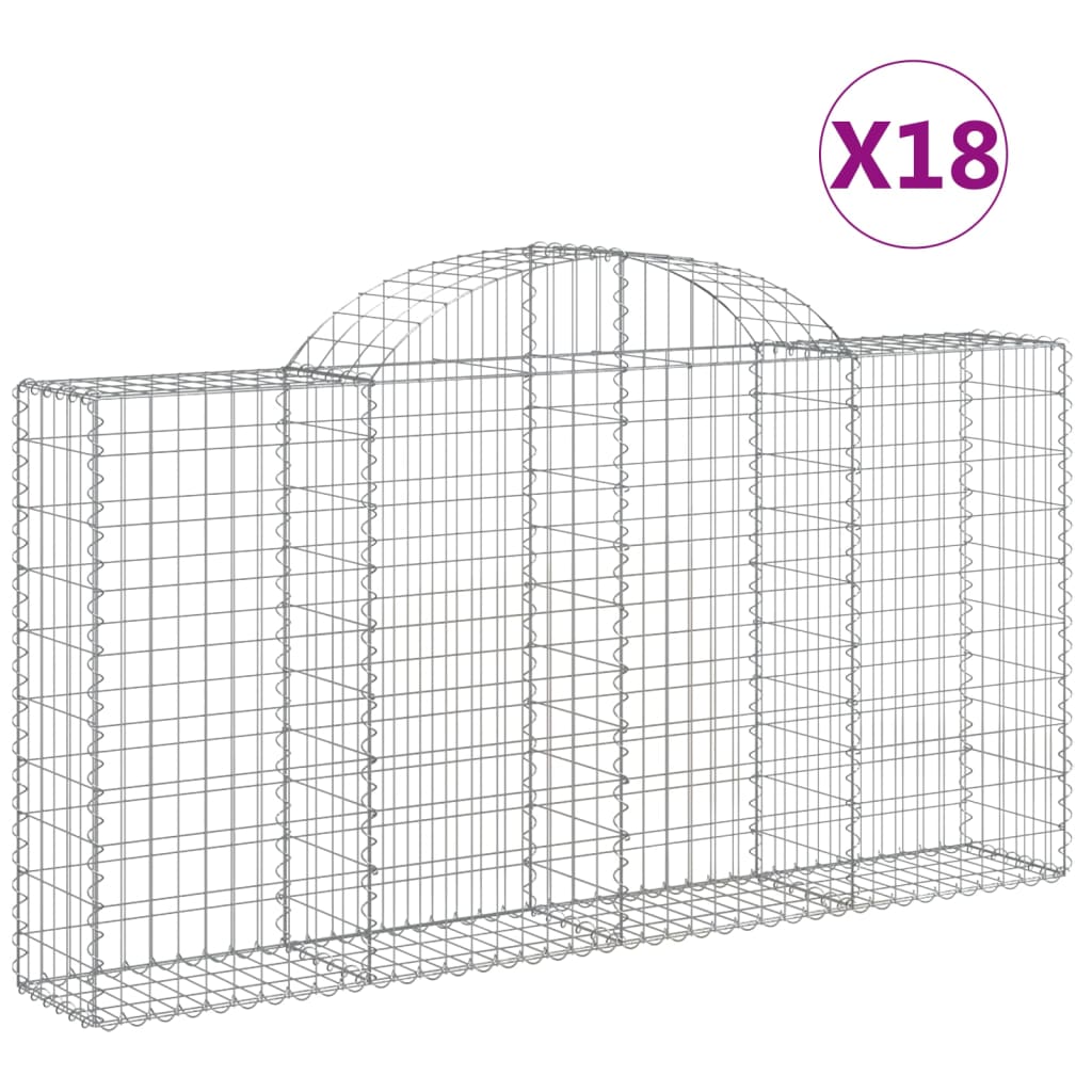 Coșuri gabion arcuite 18 buc, 200x30x100/120 cm fier galvanizat GartenMobel Dekor