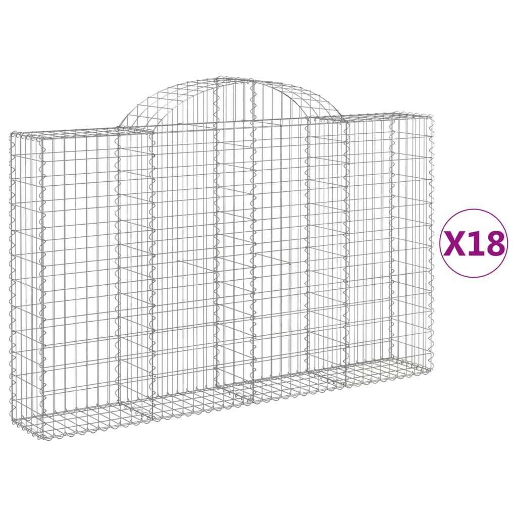 Coșuri gabion arcuite 18 buc, 200x30x120/140cm, fier galvanizat GartenMobel Dekor