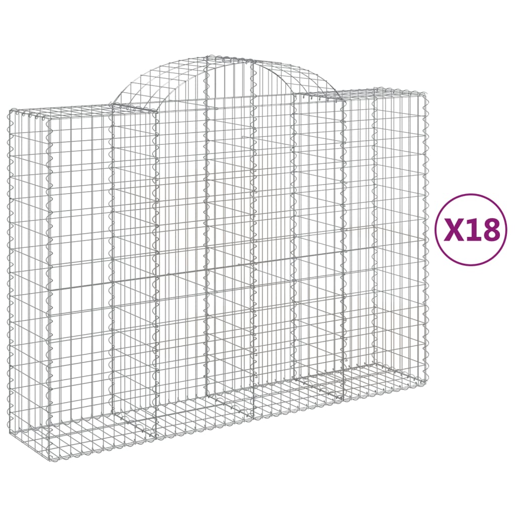 Coșuri gabion arcuite 18 buc, 200x50x140/160cm, fier galvanizat GartenMobel Dekor