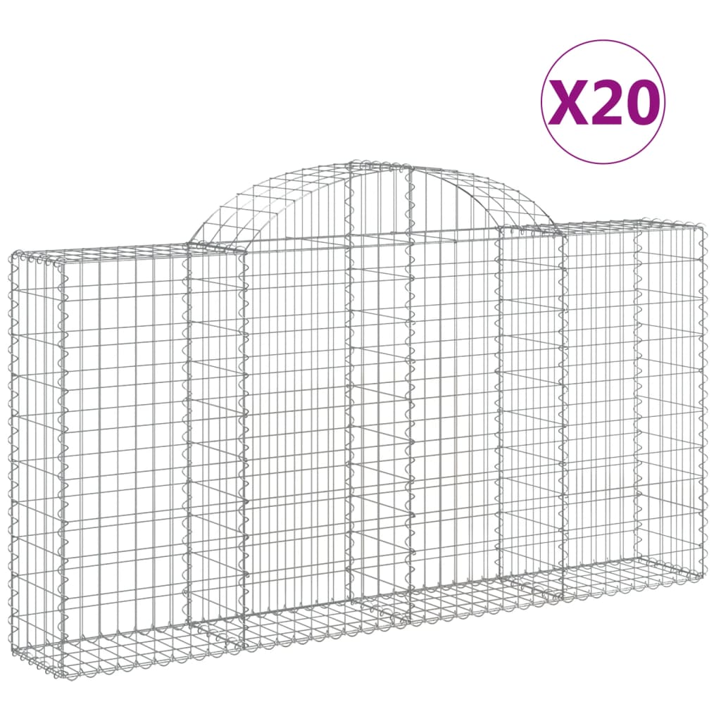 Coșuri gabion arcuite 20 buc, 200x30x100/120 cm fier galvanizat GartenMobel Dekor