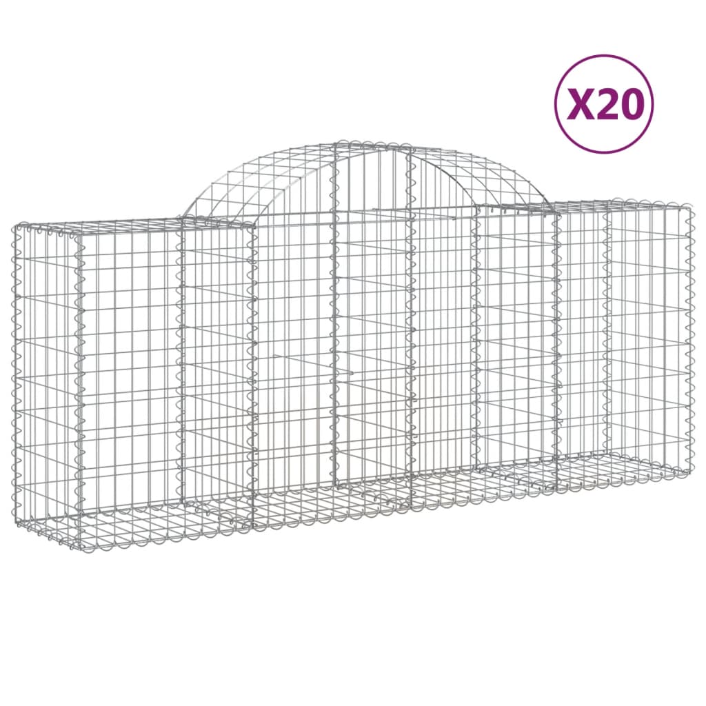 Coșuri gabion arcuite 20 buc, 200x50x80/100 cm, fier galvanizat GartenMobel Dekor