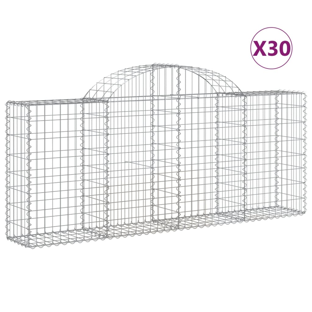 Coșuri gabion arcuite 30 buc, 200x30x80/100 cm, fier galvanizat GartenMobel Dekor
