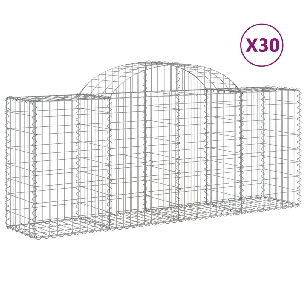 Coșuri gabion arcuite 30 buc, 200x50x80/100 cm, fier galvanizat GartenMobel Dekor