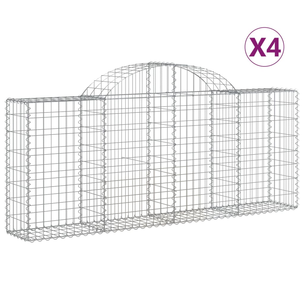 Coșuri gabion arcuite 4 buc, 200x30x80/100cm, fier galvanizat GartenMobel Dekor