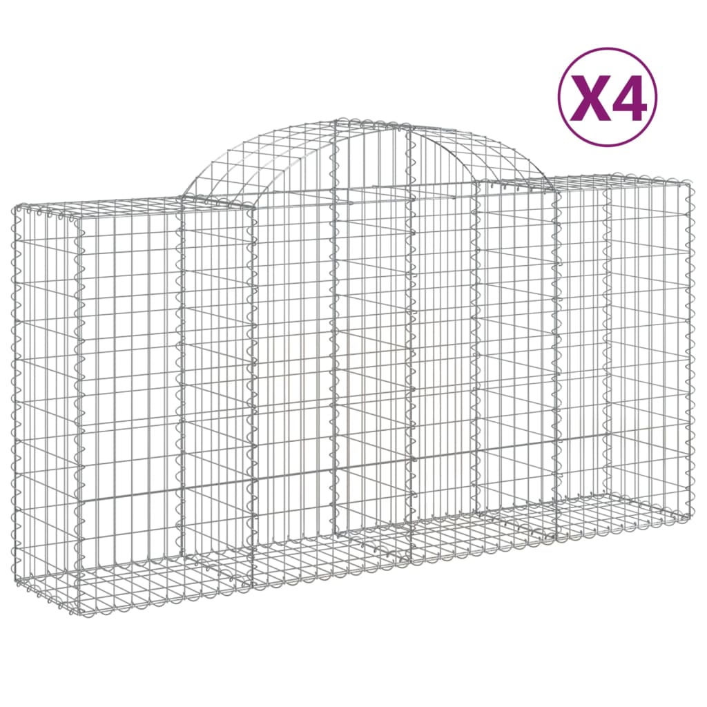 Coșuri gabion arcuite 4 buc, 200x50x100/120 cm fier galvanizat GartenMobel Dekor