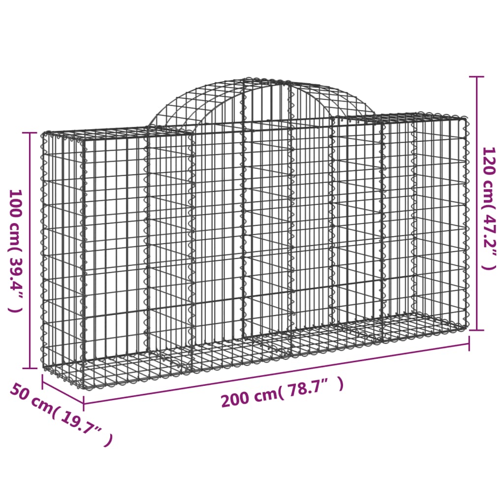 Coșuri gabion arcuite 4 buc, 200x50x100/120 cm fier galvanizat GartenMobel Dekor