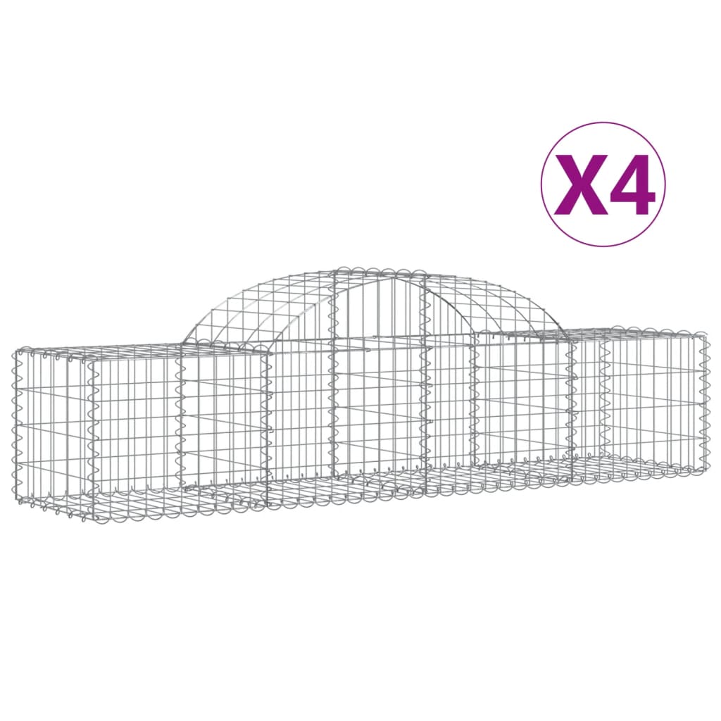 Coșuri gabion arcuite 4 buc, 200x50x40/60 cm, fier galvanizat GartenMobel Dekor