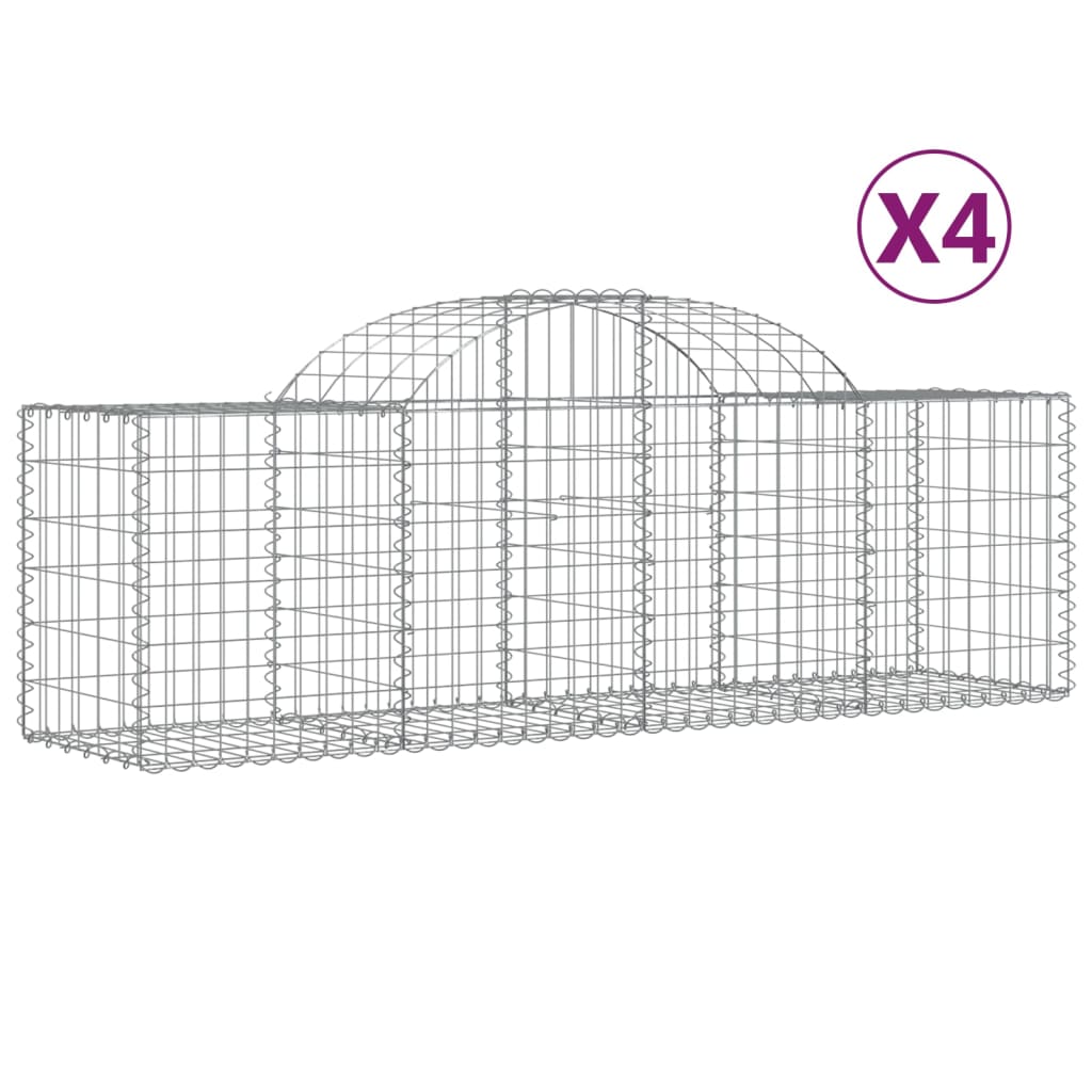 Coșuri gabion arcuite 4 buc, 200x50x60/80 cm, fier galvanizat GartenMobel Dekor