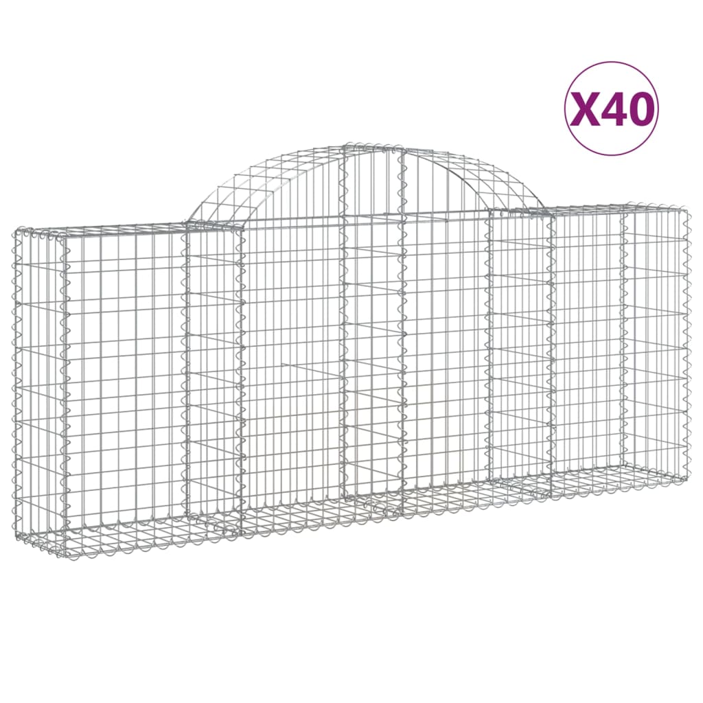 Coșuri gabion arcuite 40 buc, 200x30x80/100 cm, fier galvanizat GartenMobel Dekor