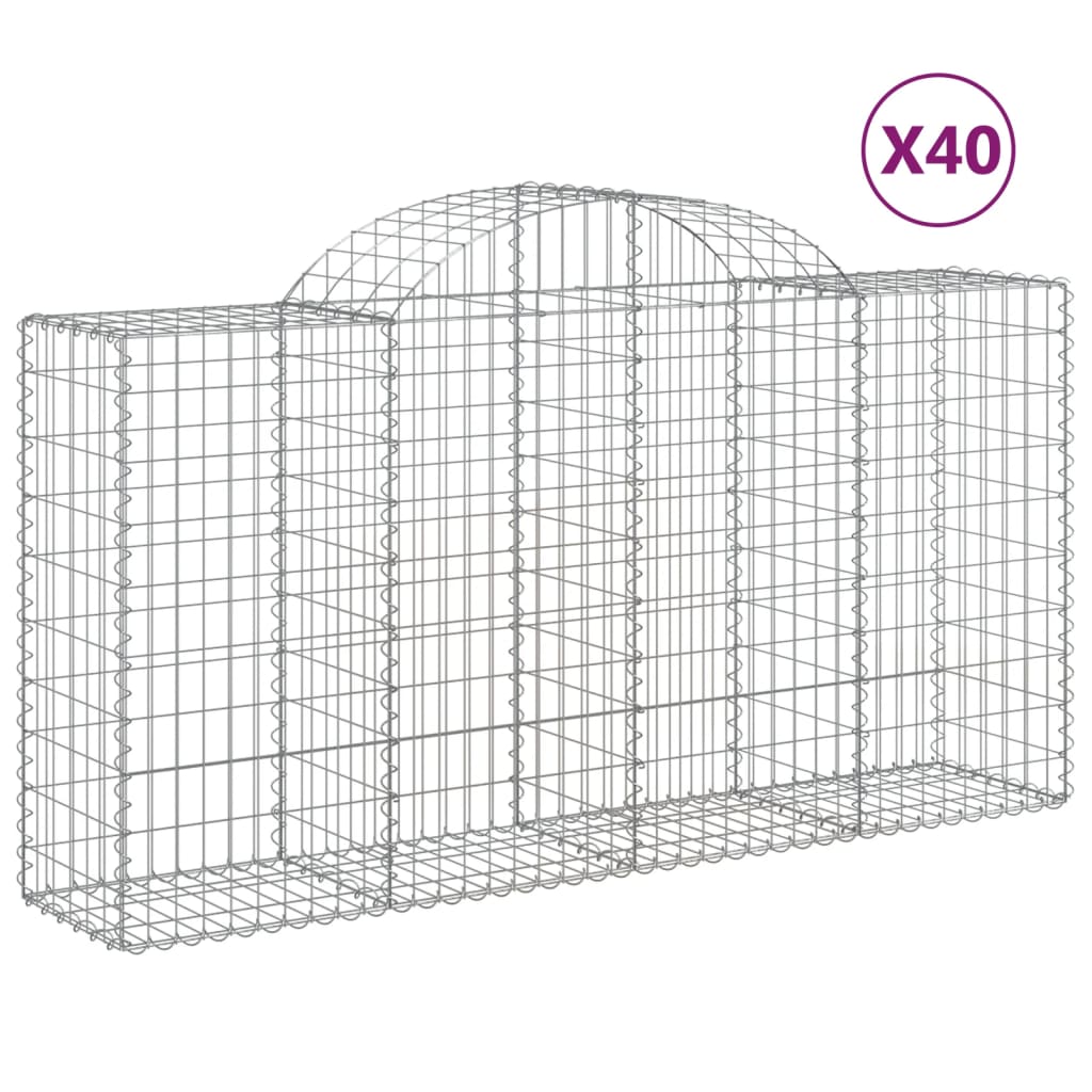 Coșuri gabion arcuite 40 buc, 200x50x100/120cm, fier galvanizat GartenMobel Dekor