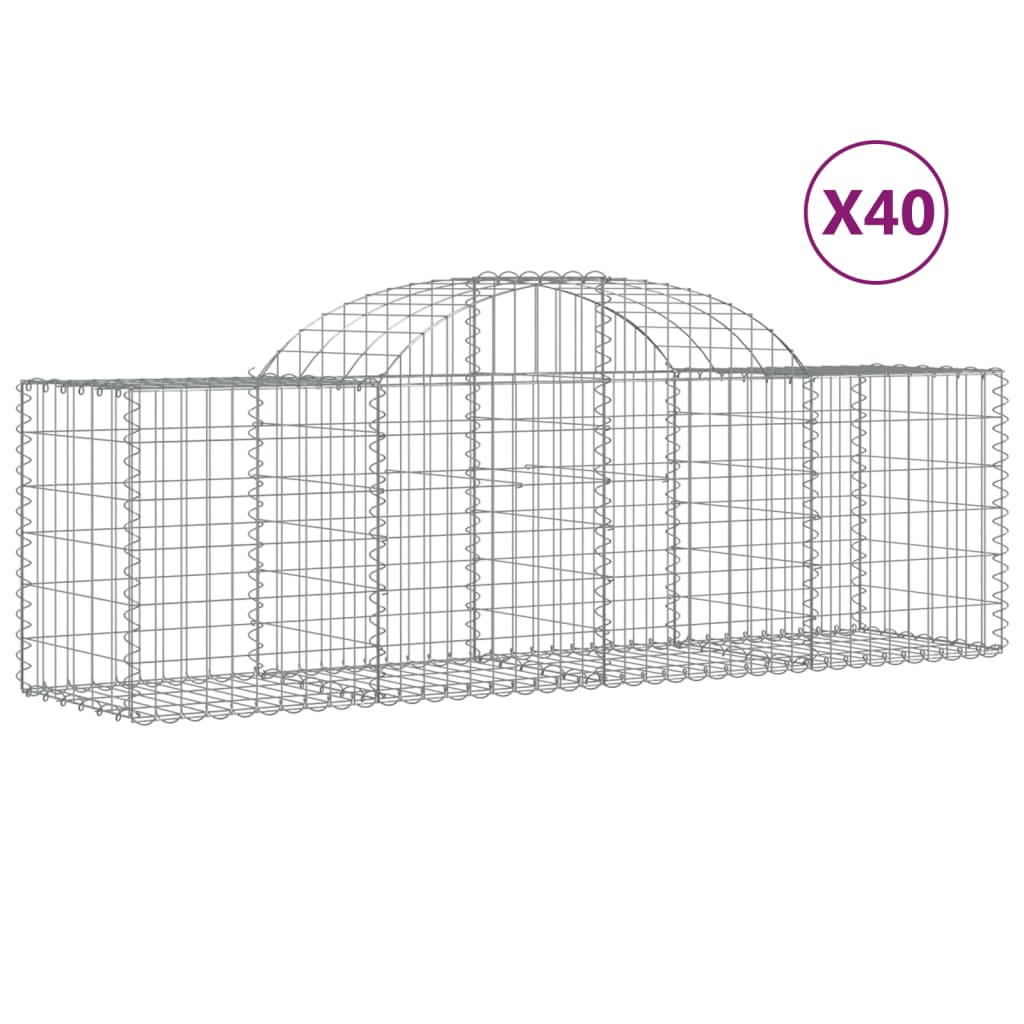 Coșuri gabion arcuite 40 buc, 200x50x60/80 cm, fier galvanizat GartenMobel Dekor