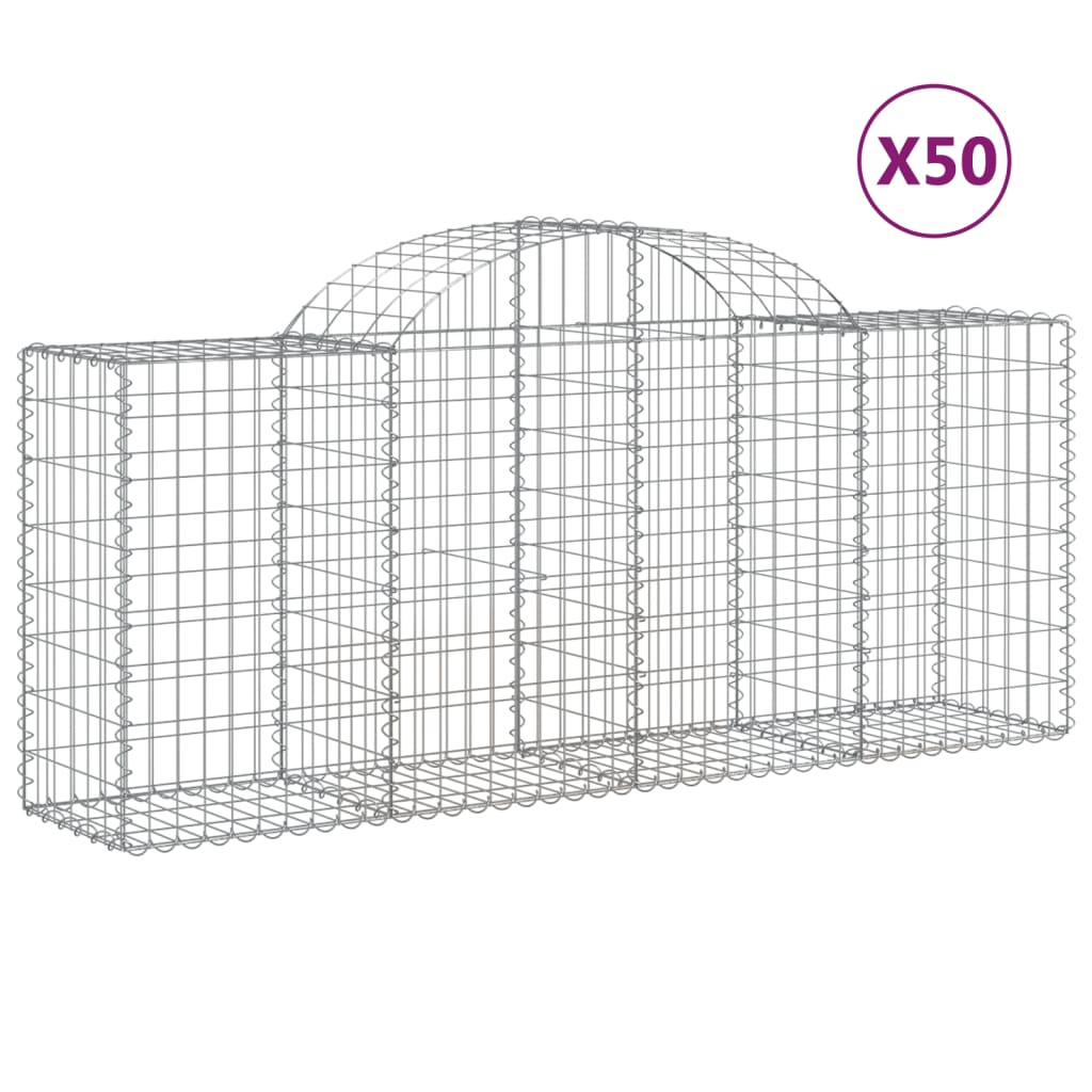 Coșuri gabion arcuite 50 buc, 200x50x80/100 cm, fier galvanizat GartenMobel Dekor