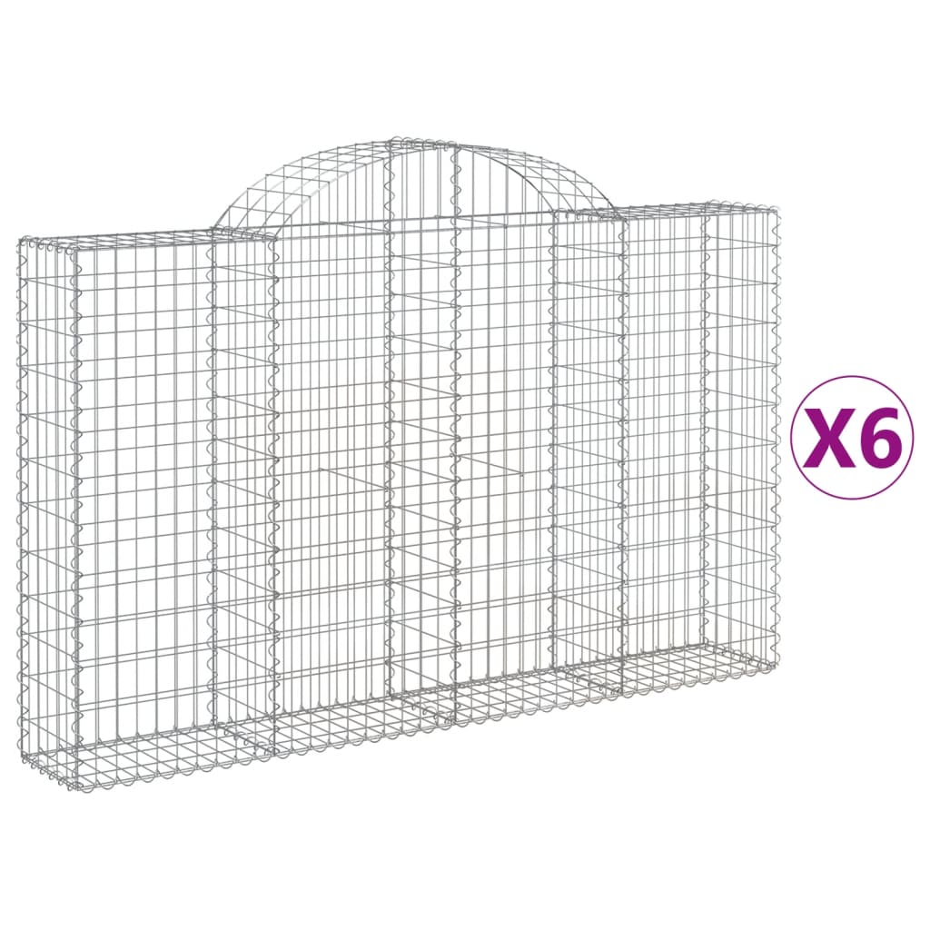 Coșuri gabion arcuite 6 buc, 200x30x120/140 cm, fier galvanizat GartenMobel Dekor
