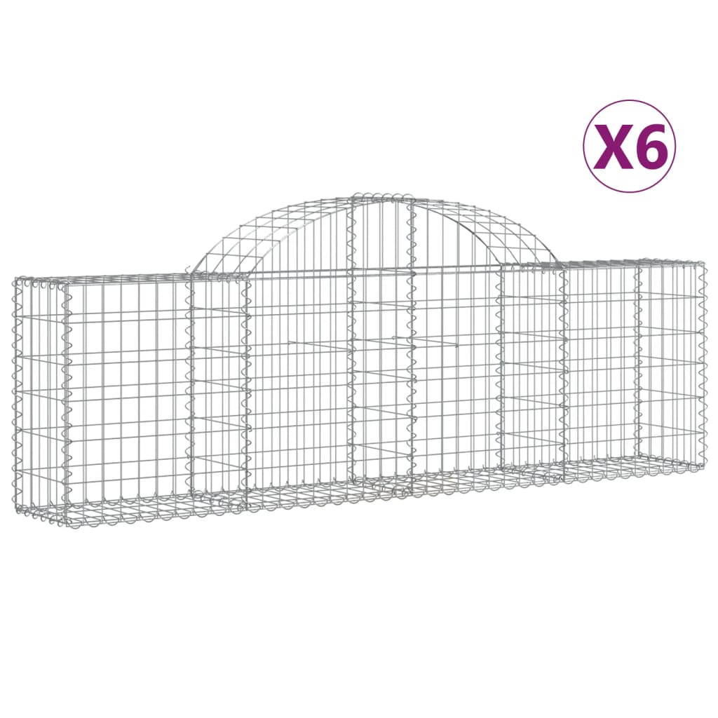 Coșuri gabion arcuite 6 buc, 200x30x60/80 cm, fier galvanizat GartenMobel Dekor