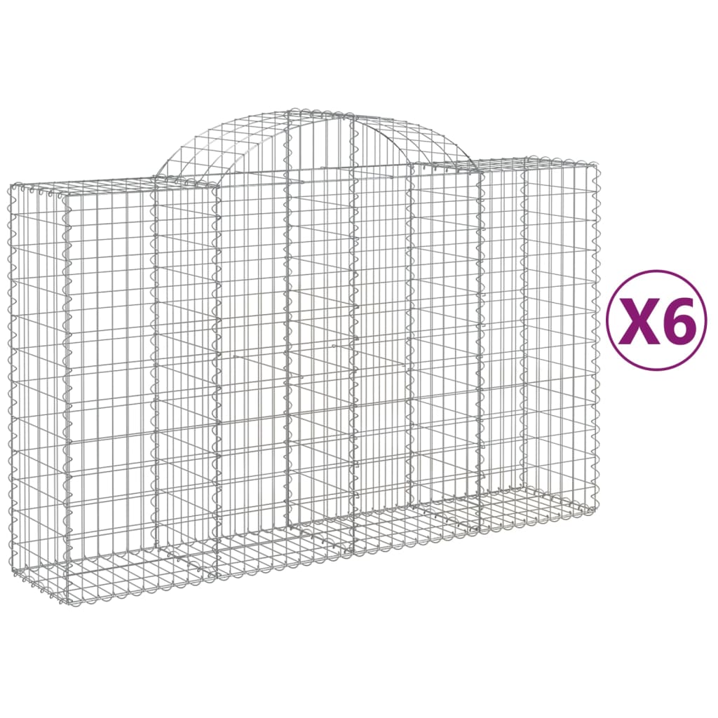 Coșuri gabion arcuite 6 buc, 200x50x120/140 cm, fier galvanizat GartenMobel Dekor