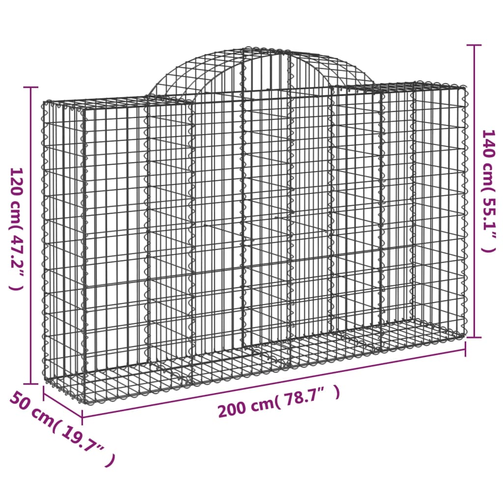 Coșuri gabion arcuite 6 buc, 200x50x120/140 cm, fier galvanizat GartenMobel Dekor