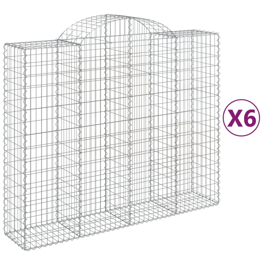 Coșuri gabion arcuite 6 buc, 200x50x160/180 cm, fier galvanizat GartenMobel Dekor