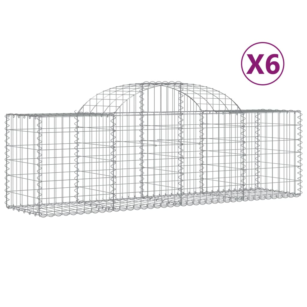 Coșuri gabion arcuite 6 buc, 200x50x60/80 cm, fier galvanizat GartenMobel Dekor