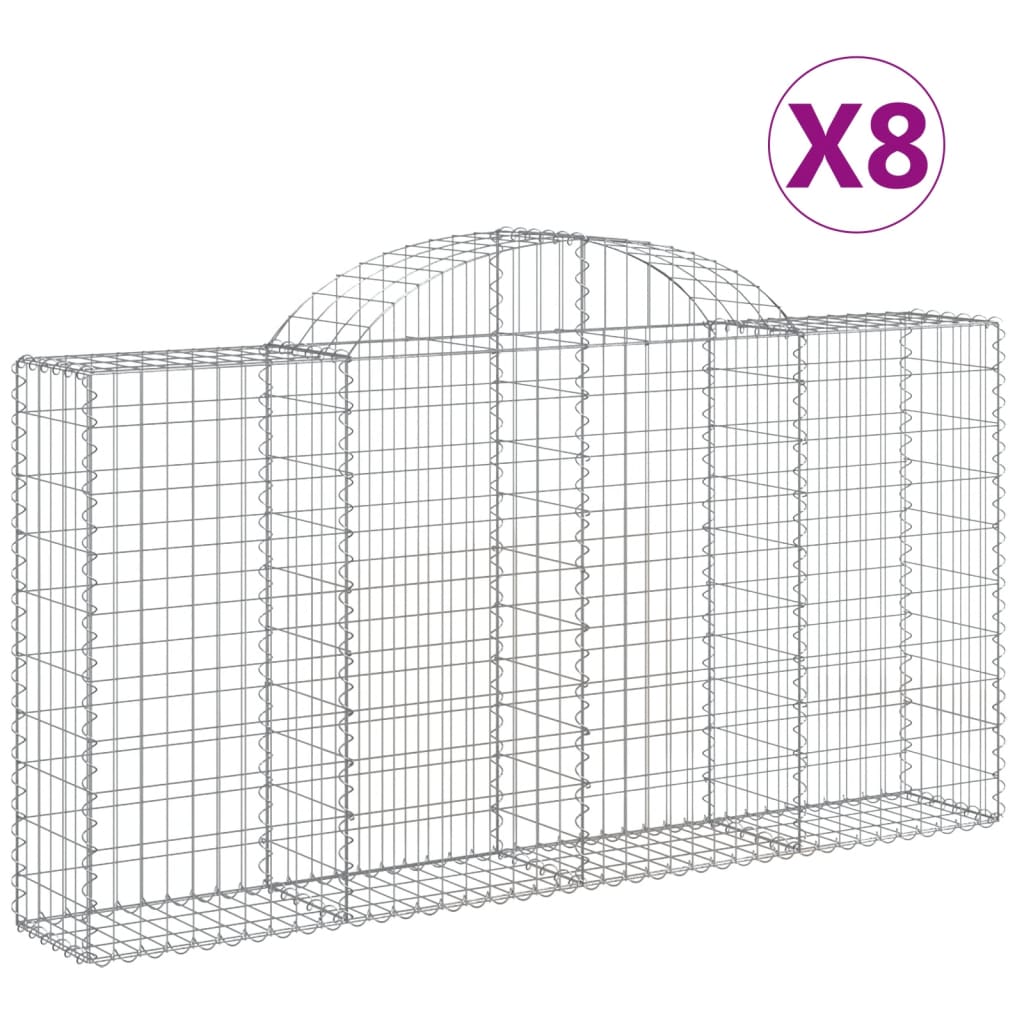 Coșuri gabion arcuite 8 buc, 200x30x100/120 cm fier galvanizat GartenMobel Dekor