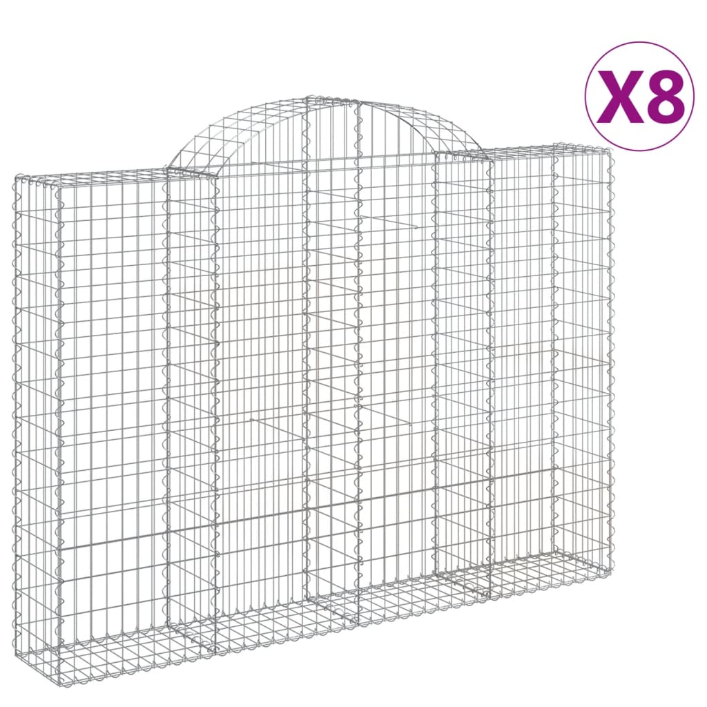 Coșuri gabion arcuite 8 buc, 200x30x140/160cm, fier galvanizat GartenMobel Dekor