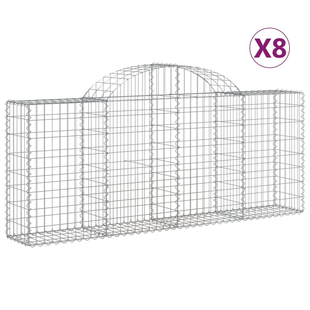 Coșuri gabion arcuite 8 buc, 200x30x80/100cm, fier galvanizat GartenMobel Dekor