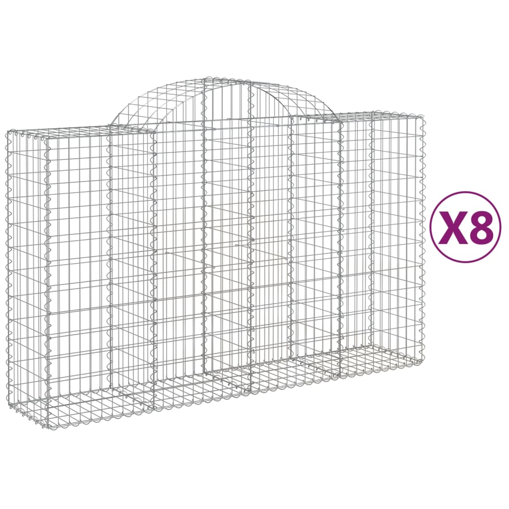 Coșuri gabion arcuite 8 buc, 200x50x120/140 cm, fier galvanizat GartenMobel Dekor