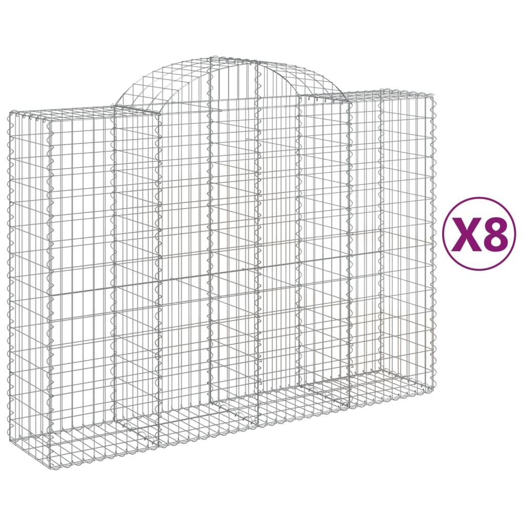 Coșuri gabion arcuite 8 buc, 200x50x140/160 cm, fier galvanizat GartenMobel Dekor