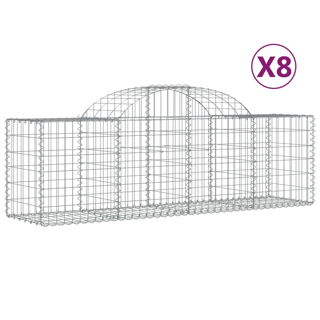Coșuri gabion arcuite 8 buc, 200x50x60/80 cm, fier galvanizat GartenMobel Dekor