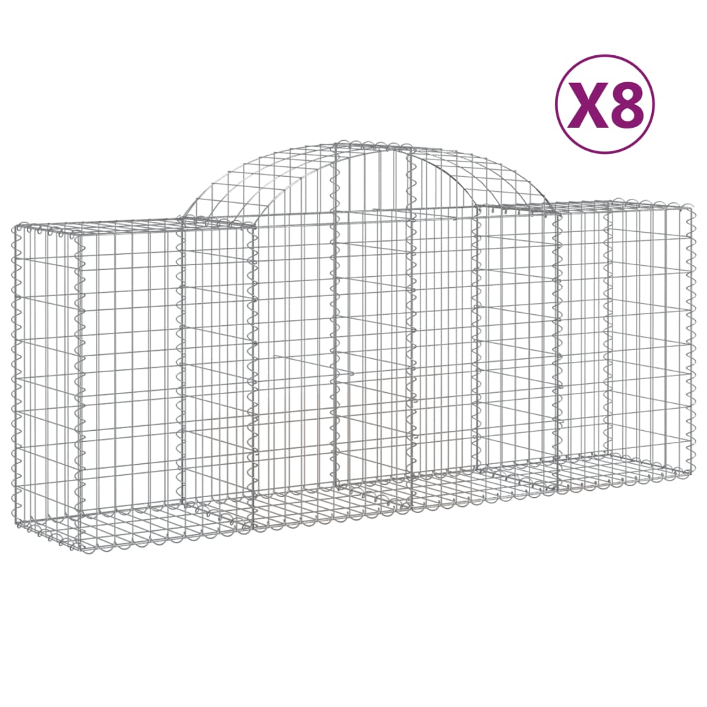 Coșuri gabion arcuite 8 buc, 200x50x80/100 cm, fier galvanizat GartenMobel Dekor