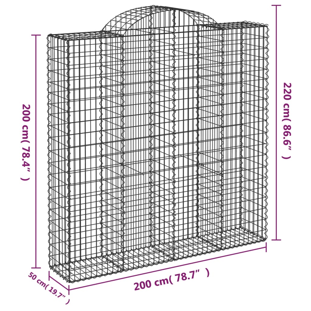 Coșuri gabion arcuite, 10 buc 200x50x200/220cm, fier galvanizat GartenMobel Dekor