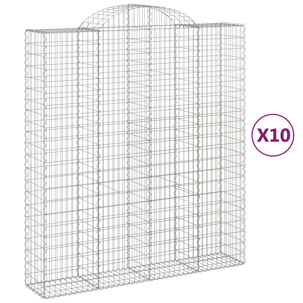 Coșuri gabion arcuite, 10 buc 200x50x220/240cm, fier galvanizat GartenMobel Dekor