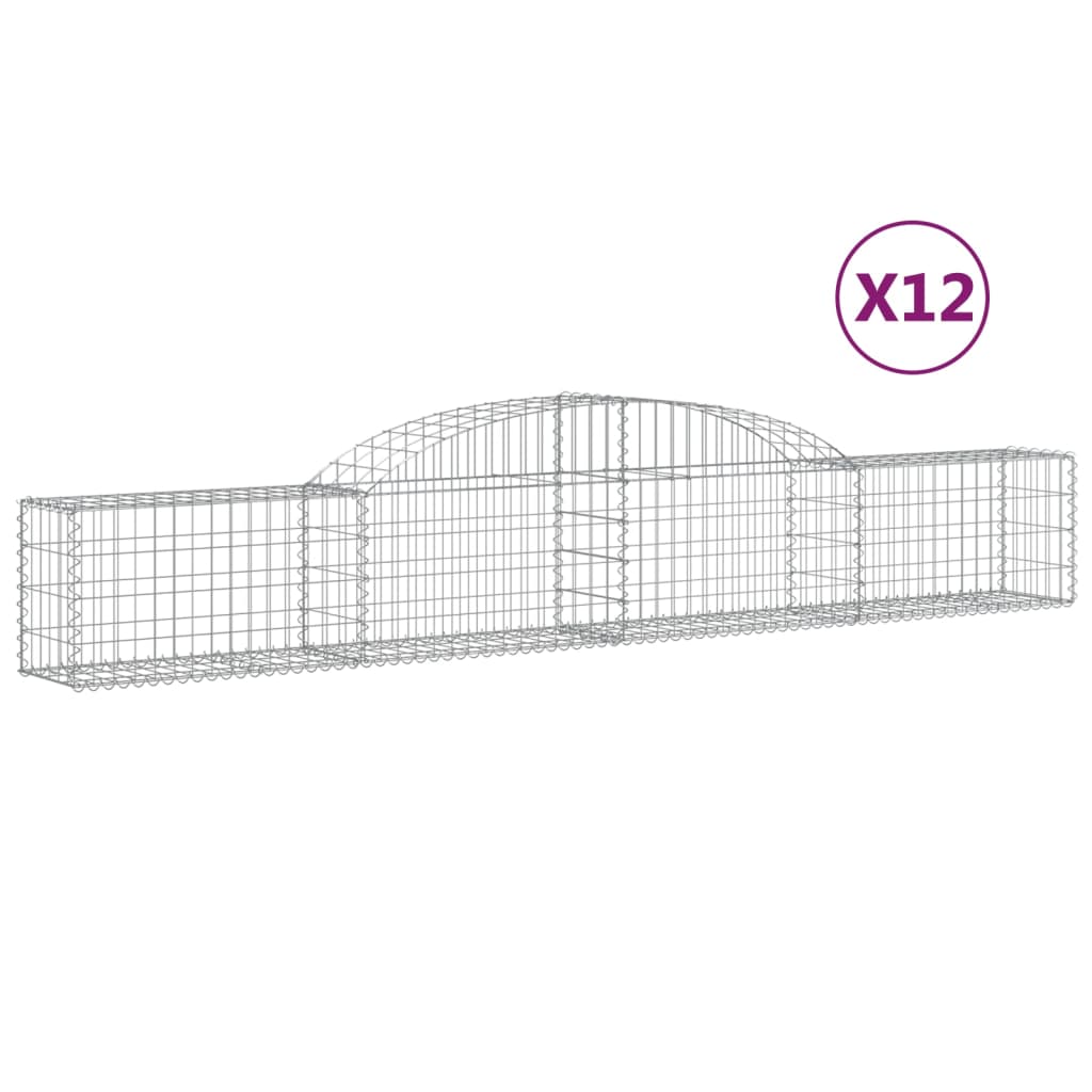 Coșuri gabion arcuite, 12 buc., 300x30x40/60cm, fier galvanizat GartenMobel Dekor