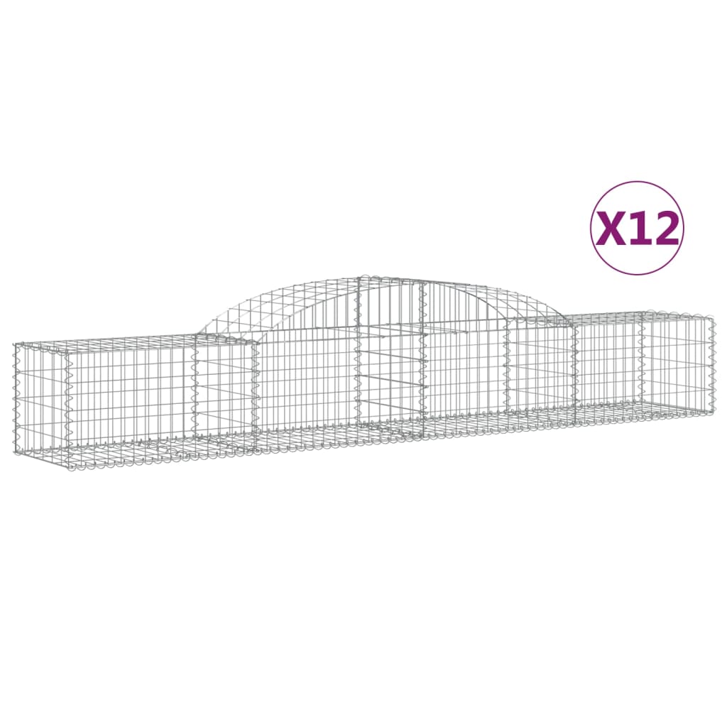 Coșuri gabion arcuite, 12 buc., 300x50x40/60cm, fier galvanizat GartenMobel Dekor