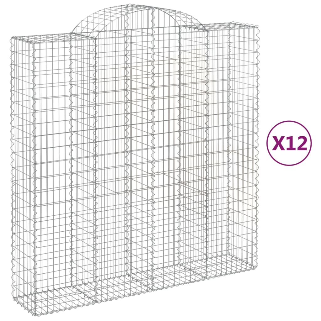 Coșuri gabion arcuite, 12 buc 200x50x200/220cm, fier galvanizat GartenMobel Dekor