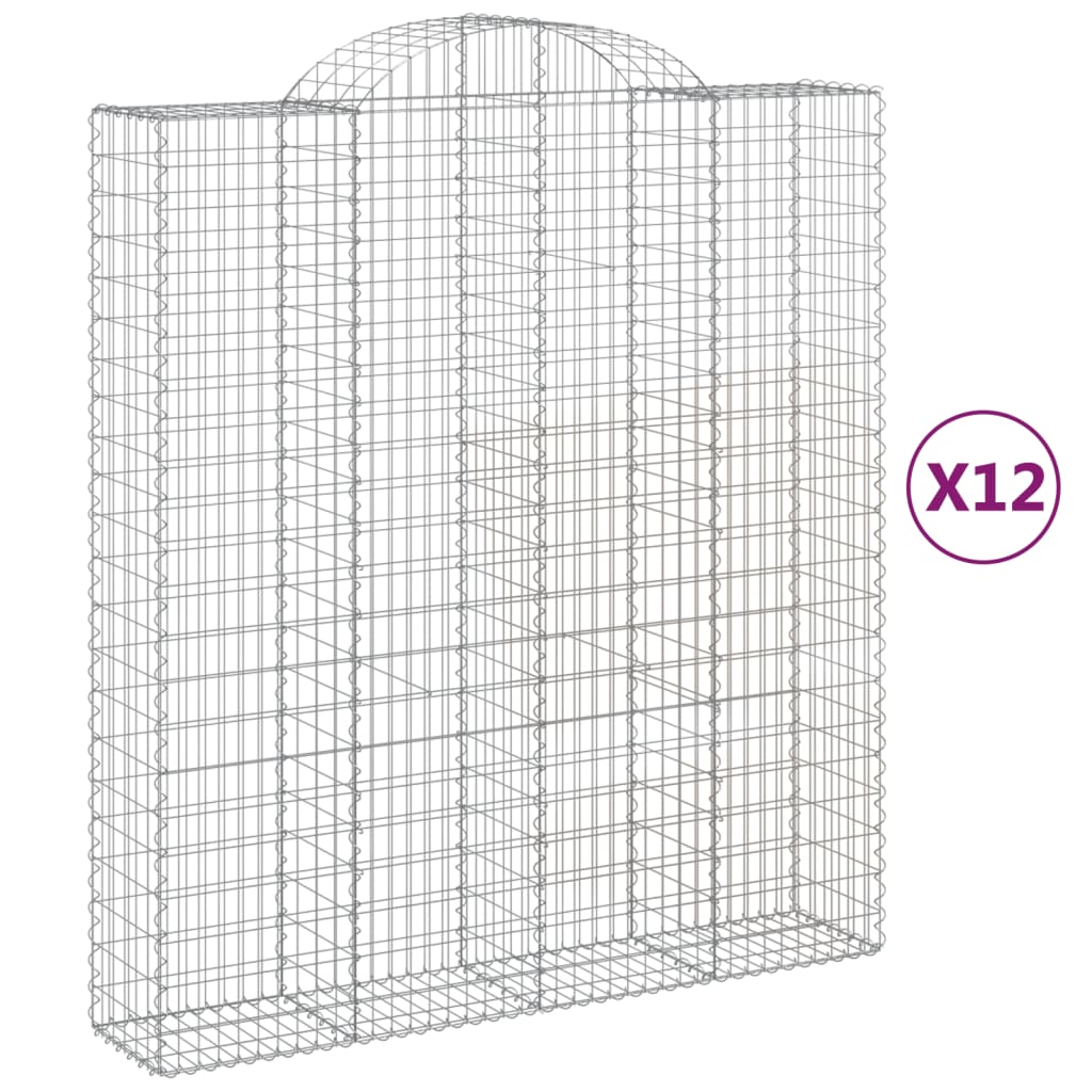 Coșuri gabion arcuite, 12 buc 200x50x220/240cm, fier galvanizat GartenMobel Dekor