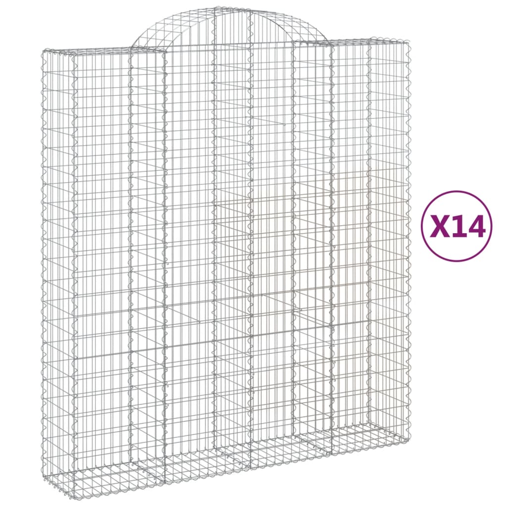 Coșuri gabion arcuite, 14 buc 200x50x220/240cm, fier galvanizat GartenMobel Dekor