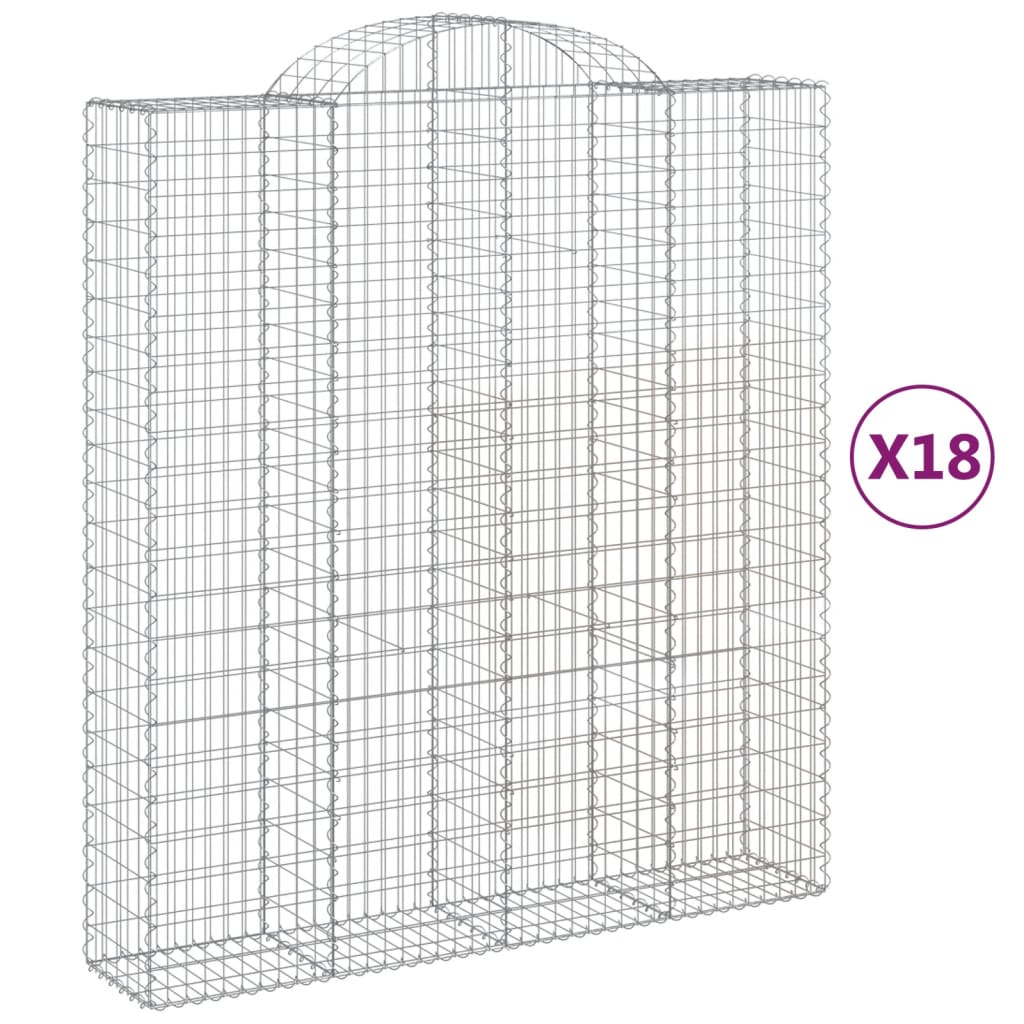 Coșuri gabion arcuite, 18 buc 200x50x220/240cm, fier galvanizat GartenMobel Dekor