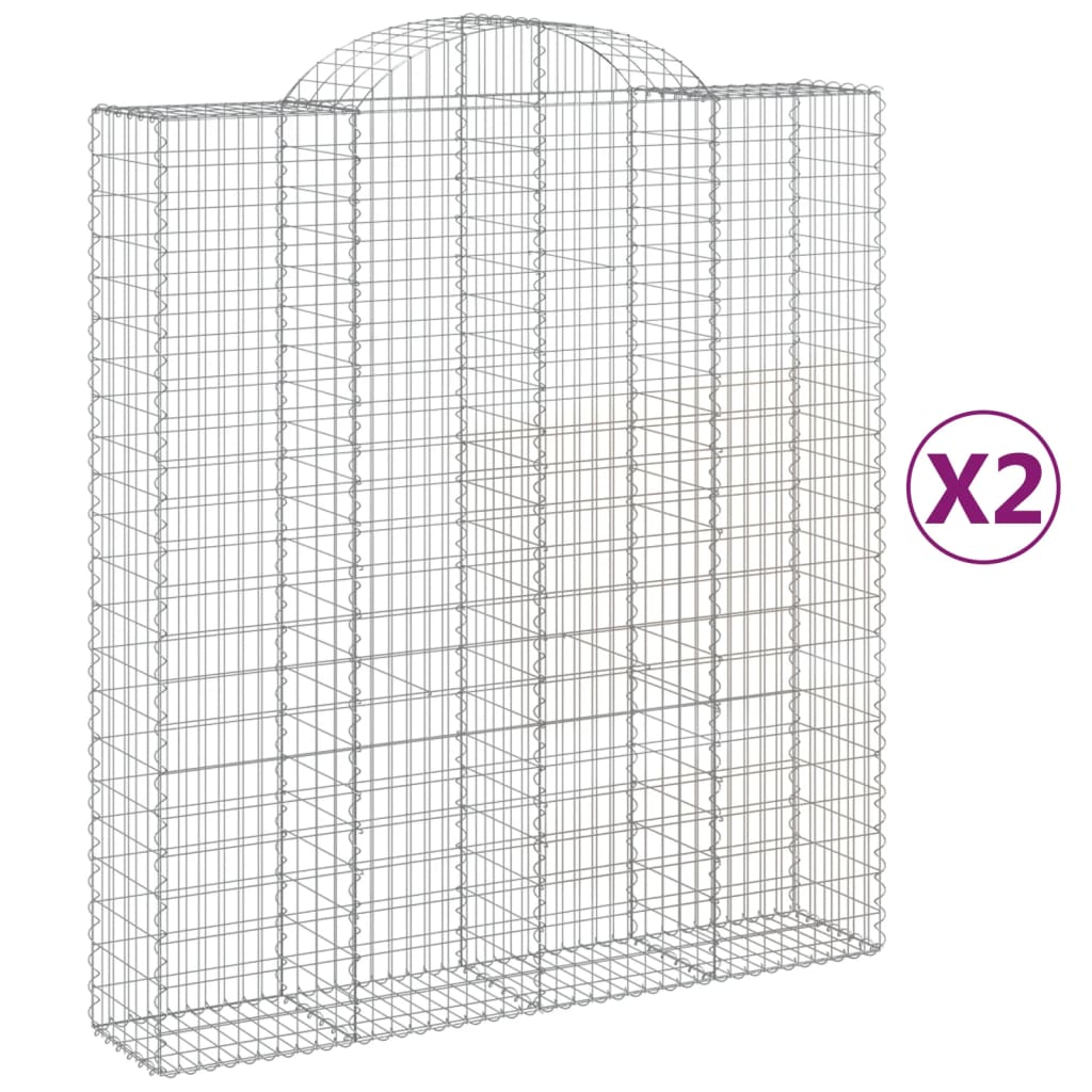 Coșuri gabion arcuite, 2 buc, 200x50x220/240cm, fier galvanizat GartenMobel Dekor