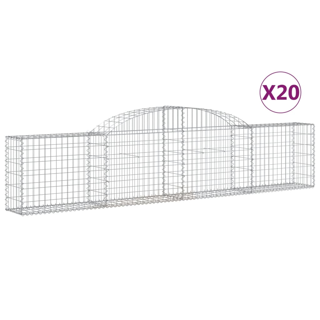 Coșuri gabion arcuite, 20 buc., 300x30x60/80cm, fier galvanizat GartenMobel Dekor